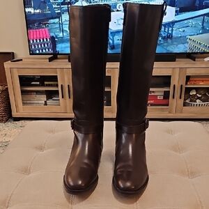 Elegant Brown Leather Knee-High Boots